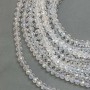 Beads Czech Crystal on thread white transparent with gasoline iridescence, faceted rondelle, diameter 8x6mm +-, length 40-42cm +