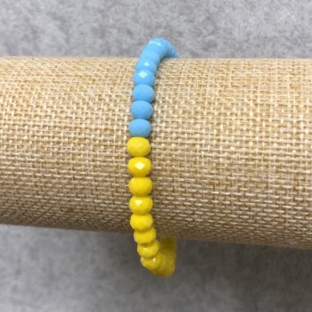 Bracelet on elastic with Czech Crystal Ukraine faceted rondelle, 6×4 mm diameter, length 18 cm
