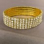 Five-row Stretch Bracelet with White Rhinestones, Gold-Tone Metal, 16–17 cm circumference