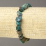 Elastic Chrysocolla Bracelet, tumbled natural stone, 8x9mm diameter+