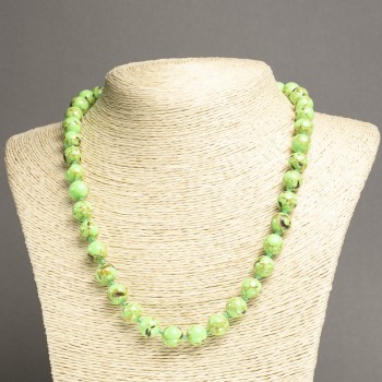 Emperor Jade Jasper Necklace (Salmon) smooth round beads, diameter 10mm ±, length 45cm ±