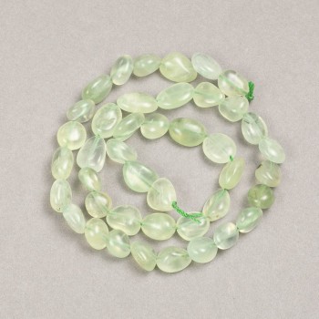 Prehnite Beads on Thread Bead-shaped, drilled 10×8 mm, length 38 cm