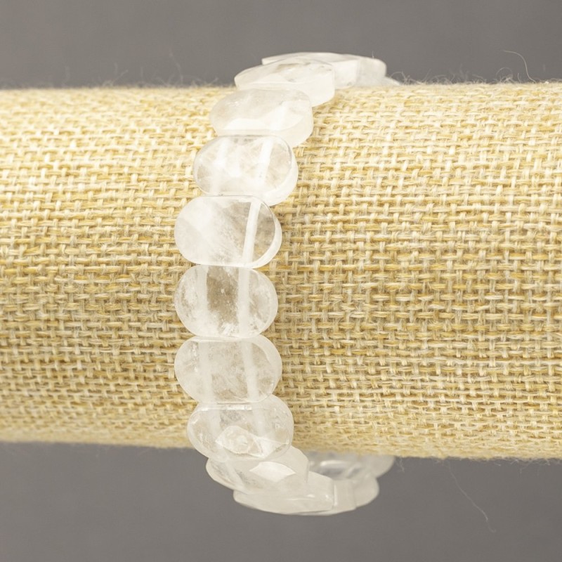 Elastic bracelet with natural stone Mountain Crystal, faceted chain, diameter 14×9.5 mm, 5 mm+