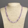 Amethyst Bead Necklace with Faceted Pearls, 8x6 mm, 45 cm+ length
