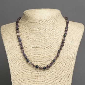 Charoite Beads Necklace, faceted, 7x8mm diameter, 45cm+ length