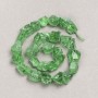 Unpolished Green Quartz Beads on Thread, faceted nugget, diameter 13×10 mm (±), thread length 41 cm
