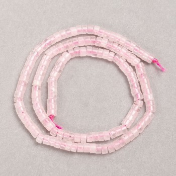 Beads on a Thread Natural Stone Pink Quartz Rondelle, 4×2.5 mm +-, length 38 cm +