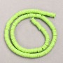 Flat round beads made of polymer clay, salad green color, diameter 6x1mm + -, length 40cm +