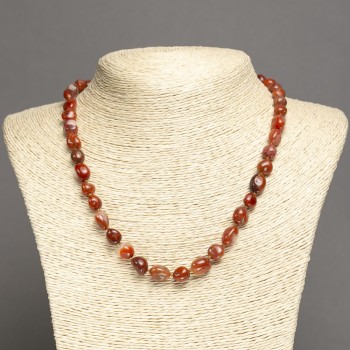 Carnelian Bead Necklace, faceted, 8x10mm, length 48-50cm