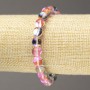 Bracelet with Pink Opal Glass, Smooth Round Beads, Transparent, 8mm diameter, 18cm length