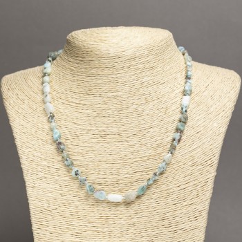 Larimar Bead Necklace - Turquoise Larimar, tumbled, diameter 7x6 mm, length 45 cm