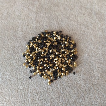 Black Rhinestones, Stones, 2.5 mm (~) diameter, pack / 4 g (~)