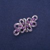 Brooch with Amethyst and Purple Enamel, Silver Metal 30x57mm