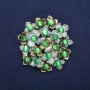 Flower Brooch with Cat's Eye, green enamel, golden metal 60x62mm