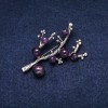 Brooch with natural Amethyst stone 58x45mm purple color silver metal