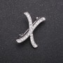 Initial Brooch with the letter "H" White Rhinestones, Metal Color "Grey" 27x21 mm