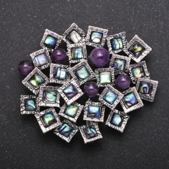 Brooch Pendant from the Accent Series with Callot?lite and Amethyst, Metal Color 57x49mm