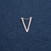 Brooch initial letter "V" 20x25mm metal color "silver"