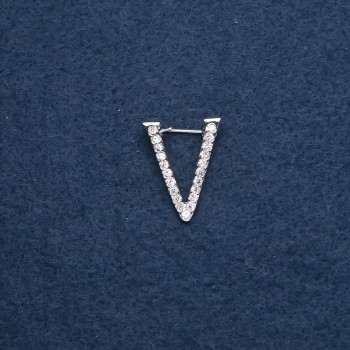 Brooch initial letter "V" 20x25mm metal color "silver"