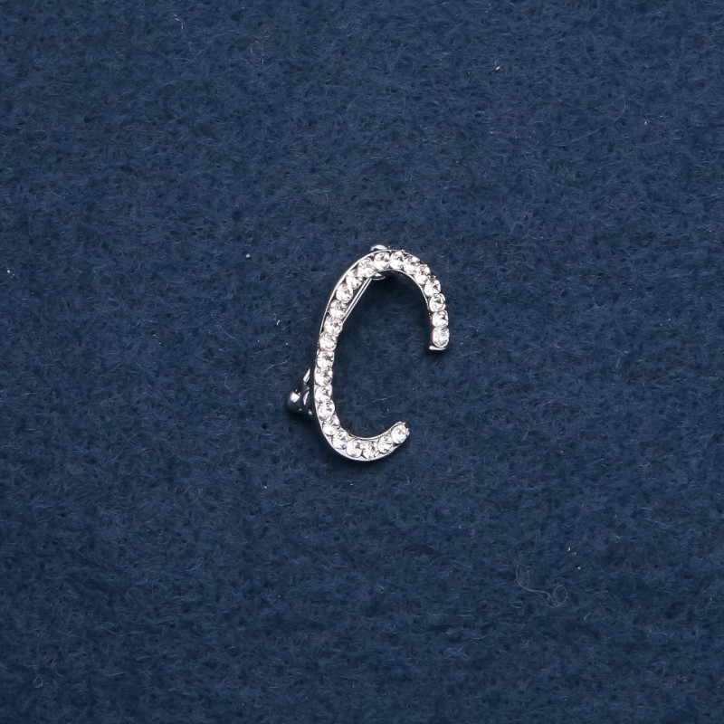 Pin with initial letter "S" 26x18mm metal color "silver"