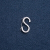 Brooch with initial letter "S" 28x17mm metal color "silver"