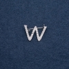 Brooch Initials Letter "W" 29x20mm metal color "Silver"