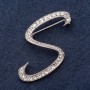 Brooch series "Initial S" 3x3 cm gray metal, rhinestones