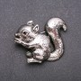 Brooch Squirrel with gray enamel, silver metal 37x48mm