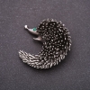 Pangolin Brooch with Green Rhinestones 43x43mm, Gray Metal