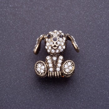 Brooch "Diamond Dog" 2.5 cm, metal color blackened gold