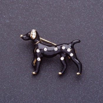 Brooch "Black Dalmatian" 3x2.5 cm, black enamel, metal color gold