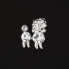 Miniature Brooch 'Royal Poodle' in Rhinestones, metal color "silver" 1.5 cm