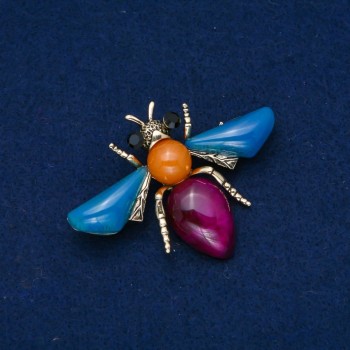 Brooch Butterfly Golden Metal 47x62mm +
