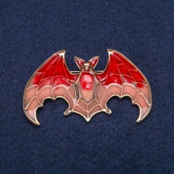 Bird moth brooch enamel 60x35 mm golden metal