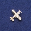 Brooch Aircraft with Rhinestones in Golden Metal 28x28mm
