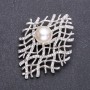 Pearl Brooch in White Silver Color 60x45mm