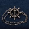 Brooch Steering Wheel with Chain Silver Metal 30mm +