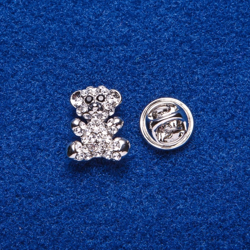 Stud pin on screw back "Mouse" silver metal 1.6×1.3 cm