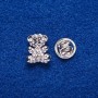 Stud pin on screw back "Mouse" silver metal 1.6×1.3 cm