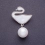 Brooch "Swan" metal color silver
