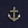 Lapel Pin on a Swivel 'Anchor' 2cm gray metal with rhinestones