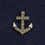 Lapel Pin on a Swivel 'Anchor' 2cm gray metal with rhinestones