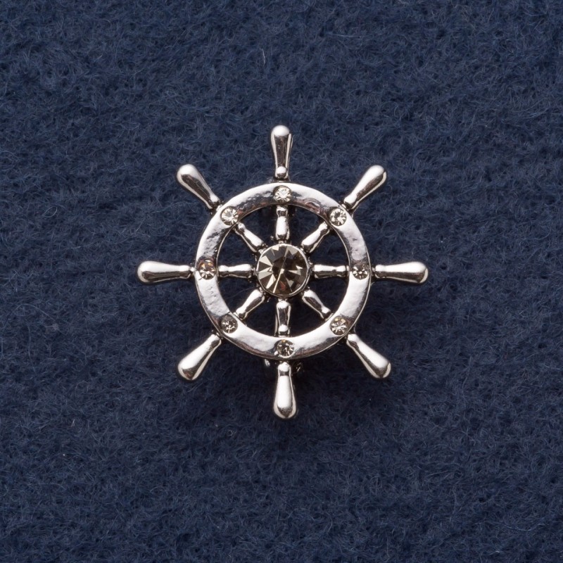 Brooch "Steering Wheel", diameter 3 cm, gray metal