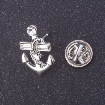 Brooch "Anchor" metal color "silver", series "theme" 2x1.5 cm with screwdriver clasp