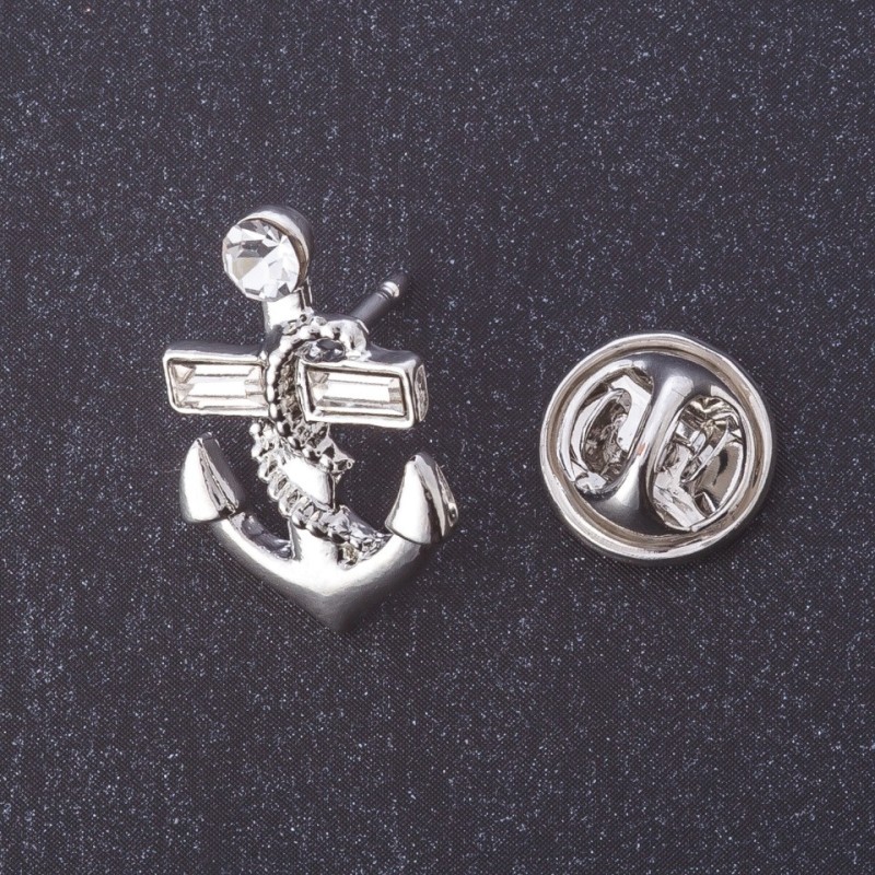 Brooch "Anchor" metal color "silver", series "theme" 2x1.5 cm with screwdriver clasp