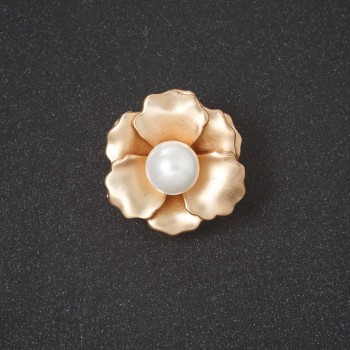 Brooch "Larkspur Flower" metal color "matte gold" 2.5 cm