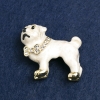 Brooch Dog Bulldog Golden Metal with Rhinestones and Enamel 35x42mm +