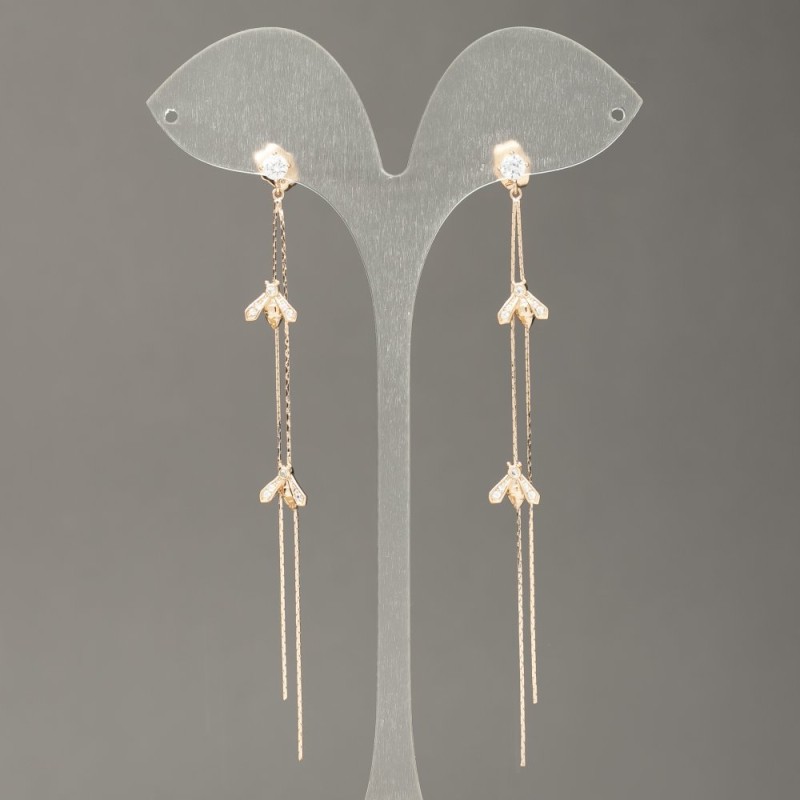 Earrings 'Stud' Xuping 18K Gold Plating with White Stones, length 45mm