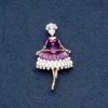 Brooch "Lady" purple enamel 30x55mm metal color "gold"