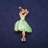 Brooch Balet diva with green and brown enamel, gold-tone metal 24x46mm